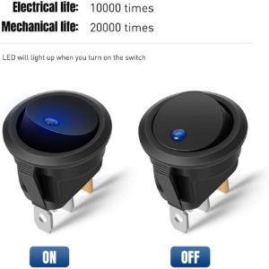 4 – Rocker Switch Interruptor De Tecla Redondo Con Luz Led